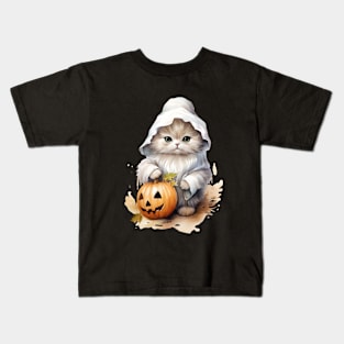 Cute Pumpkin Cat Kids T-Shirt